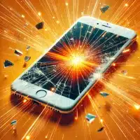 An image focused on an iPhone 7 with a broken screen. The image should clearly show the iPhone 7 with a cracked or shattered screen