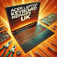 Acer laptop keyboard repair, emphasizing the need for this service in the UK. The laptop should be shown with the keyboard