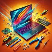 Acer laptop liquid damage repairs, emphasizing the need for this service in the UK. The laptop should be shown with visible damage