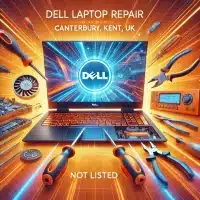 Dell laptop repair services not listed, specifically in Canterbury, Kent, UK. The image features a Dell laptop