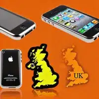 showcasing iPhone 3G and 3GS home button repair in the UK. Vibrant orange background. Display the iPhone