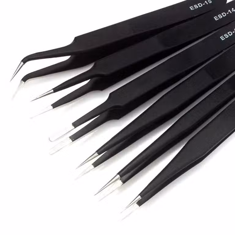 6-pack professional anti-static ESD electronic tweezers set