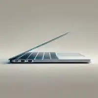 A MacBook. The image shows a faulty charging port, repair needed.