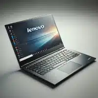 An image of a Lenovo laptop, showcasing its design and build quality. The laptop should be open, and demonstrate a battery replacement.