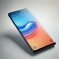 A realistic photo of a new Samsung smartphone. The image should showcase the phone in pristine condition, highlighting a repair service.