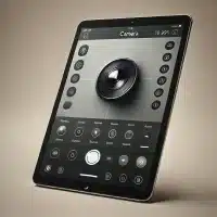 An iPad with the camera app open