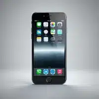 An image of an iPhone 6 from the front view. Showing a broken home button in need of repair.