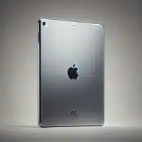 A realistic photo of the back of an iPad with a metal finish.That needs replacing or repair