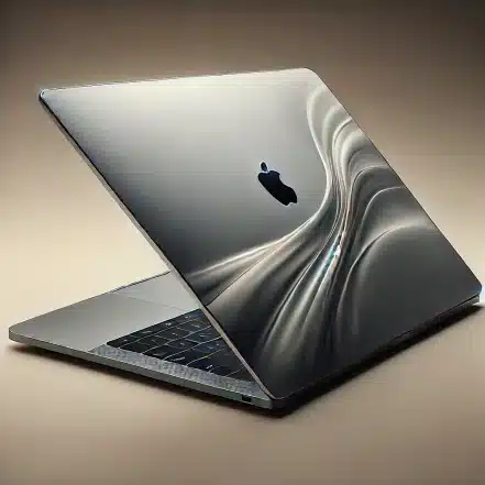 Expensive MacBook. The image should showcase the MacBook's sleek, premium design, and in need of a battery repair.