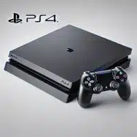 PlayStation 4 (PS4) console on a white background. The image shows the console from the front, highlighting its sleek design