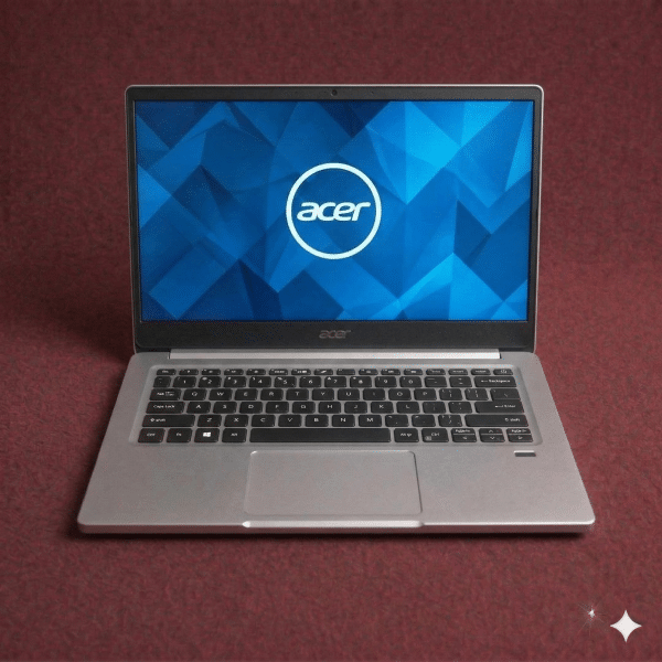 A professional technician performing a comprehensive hardware diagnostic and multi-point health check on an Acer laptop motherboard, shown on a solid light pink background for Atlantis repair services.