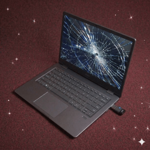 A premium replacement Full HD and 144Hz IPS display panel for an Acer laptop, shown on a solid light pink background for Atlantis repair services.