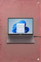 A premium replacement DC power jack with wire harness for an Asus ZenBook laptop, displayed on a solid light pink background for Atlantis UK-wide repair services.