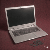 A premium replacement QWERTY keyboard assembly for a Lenovo laptop, including the signature red TrackPoint for ThinkPad models, shown on a solid light pink background for Atlantis repair services.