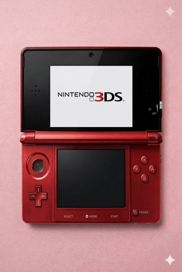 A brand new replacement circle pad analogue stick and rubberised thumb grip for a Nintendo 3DS XL, shown on a solid light pink background for Atlantis console repair services.