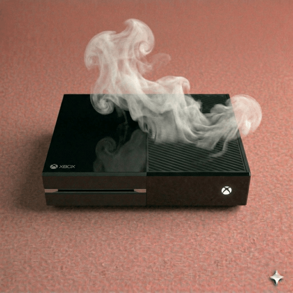 Close-up of a high-performance internal cooling fan and heat sink assembly for the Xbox One, One S, and One X, positioned on a solid light pink background for Atlantis repair services.