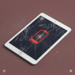 A premium replacement 10.2-inch tempered glass digitiser and touchscreen assembly for an iPad, shown on a solid light pink background for Atlantis repair services.