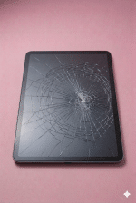 A premium replacement laminated Liquid Retina ProMotion display assembly for an iPad Pro 11-inch or 12.9-inch, shown on a solid light pink background for Atlantis repair services.