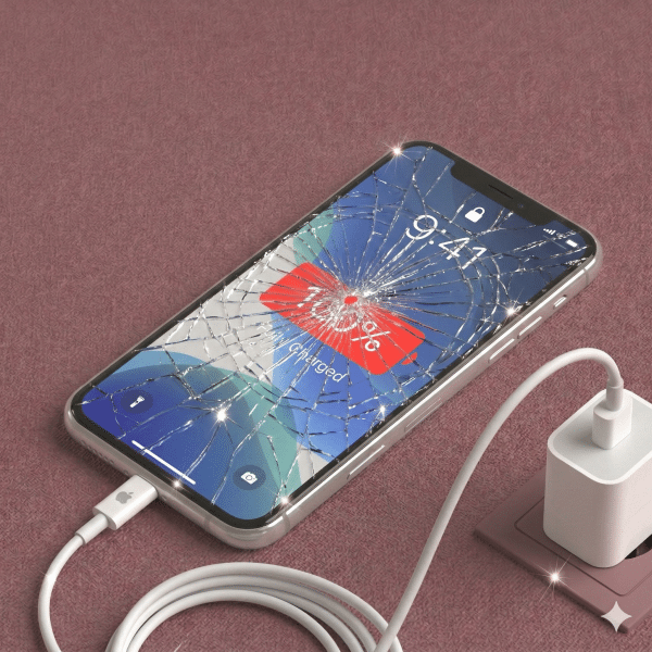 Close-up of a premium replacement Super Retina XDR OLED display panel for the iPhone 11 Pro Max, positioned on a solid light pink background for Atlantis repair services.