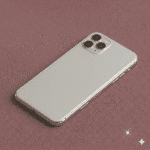 A high-quality replacement rear housing chassis with an integrated glass back panel and aerospace-grade aluminum frame for the iPhone 11 series, shown on a solid light pink background for Atlantis repair services.