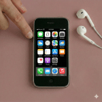 Close-up of a high-quality replacement front glass digitiser and internal LCD display assembly for the iPhone 3G and 3GS, positioned on a solid light pink background for Atlantis repair services.