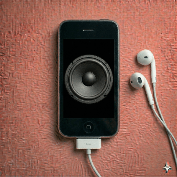 Close-up of the internal loudspeaker and earpiece speaker components for the iPhone 3G and 3GS, positioned on a solid light pink background for Atlantis repair services.