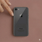 High-quality replacement rear aluminum and glass chassis for the iPhone 7, 8, and SE series, showcasing various original colors on a solid light pink background for Atlantis repair services.