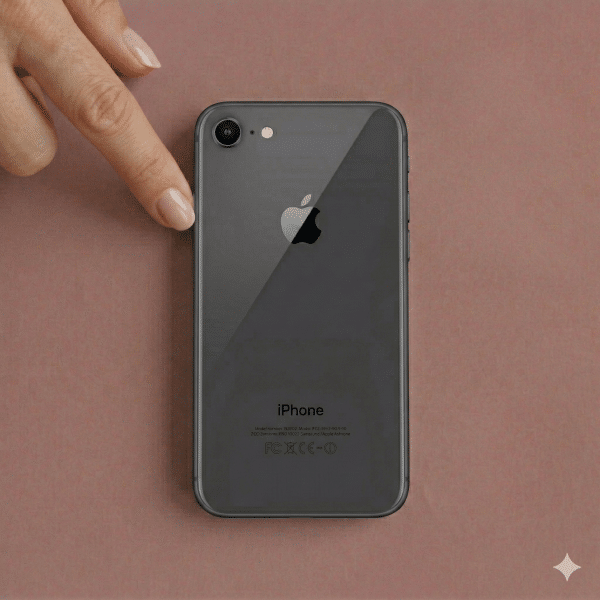 High-quality replacement rear aluminum and glass chassis for the iPhone 7, 8, and SE series, showcasing various original colors on a solid light pink background for Atlantis repair services.