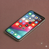 Close-up of a high-quality replacement lithium-ion battery with a precision connector for the iPhone X, XR, and XS series, positioned on a solid light pink background for Atlantis repair services.