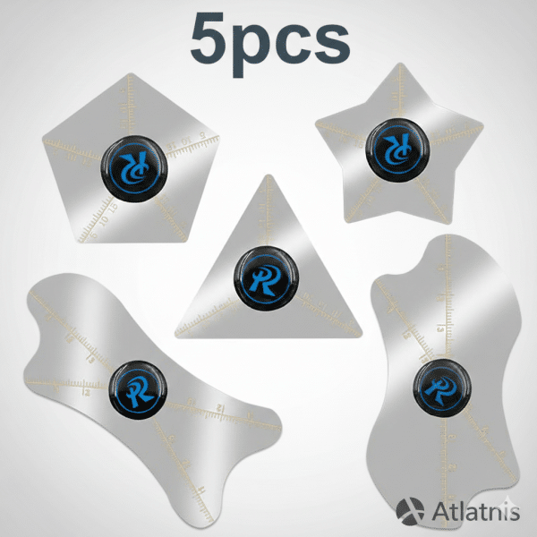 Professional set of ultra-thin flexible stainless steel screen opening tools for mobile phone repair, isolated on the signature Atlantis white and grey background