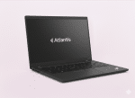 Professional Lenovo ThinkPad laptop on a clean white background featuring the Atlantis brand logo on the screen, representing high-quality repair standard