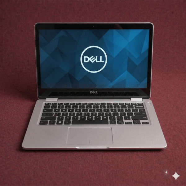 A professional technician performing a comprehensive hardware diagnostic and multi-point health check on a Dell laptop motherboard, shown on a solid light pink background for Atlantis repair services.