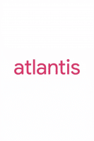 Atlantis logo in modern geometric sans-serif typography, brand colour #e5567b