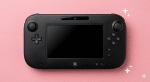 A replacement Wii U GamePad LCD screen and matching touch digitiser panel, displayed on a solid light pink background for Atlantis professional repair services.