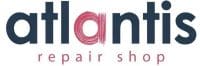 Official Atlantis Repair Shop logo featuring a stylized pink 'a' icon with dark grey typography, representing specialist electronics repair services in the UK.