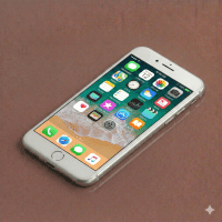 Close-up of a high-capacity replacement lithium-ion battery specifically for the iPhone 7 Plus and 8 Plus models, positioned on a solid light pink background for Atlantis repair services.