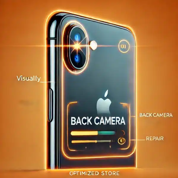 a visually appealing image optimized for an online store showing the back camera of an iPhone X, indicating the need for repair. The iPhone X is promi